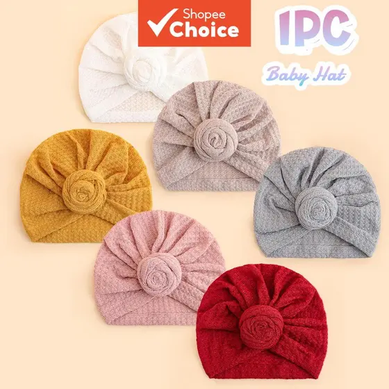 Conjunto De Chapéu Turbante Para Bebê Com Flor Doce , Malha Macia , Quente , 1 Peça , 8 A 10 Meses , Gorro Meninas
