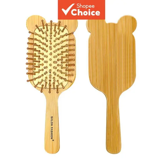 Almofada De Ar De Bambu Escova De Cabelo Pente De Dente Largo Suave Desembaraçar Ferramenta De Estilo De Cabeleireiro Fe
