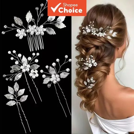 Pente De Cabelo De Pérola De Cristal Artesanal De Casamento De Primavera Com Strass De Clipe De Coroa De Ouro