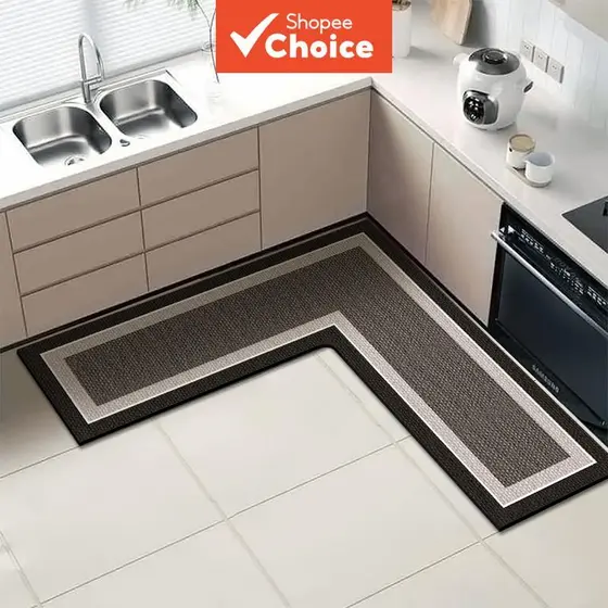 Tapete de cozinha grande e de formato irregular, tapete antiderrapante em L, tapete absorvente para banheiro, de