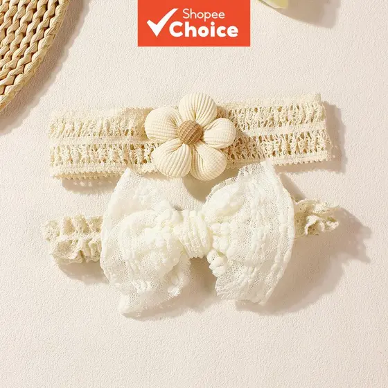 Faixa De Cabeça Com Laço De Flor De Renda Para Crianças E Meninas , Vintage Recém-Nascidos , Acessório De Cabelo Fofo In