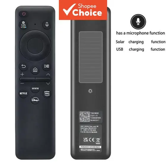 Controle Remoto De Voz Solar Para SAMSUNG Smart TV BU8000 CU8000 DU8000 Controlador De Interruptor De Carregamento Bluet
