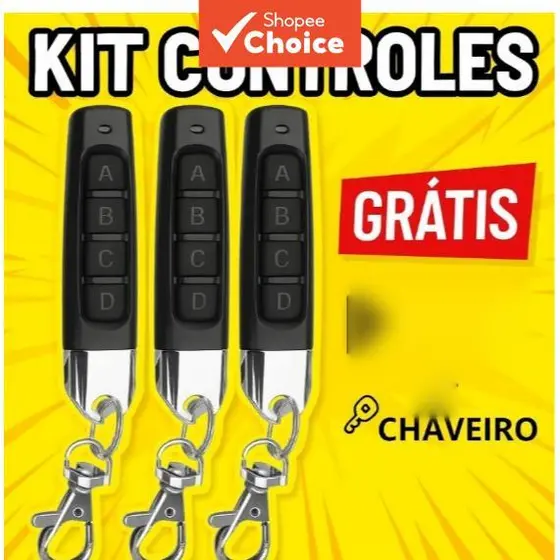 Controle Remoto Universal RF 433MHz para Portas de Garagem e Portões Elétricos, Abre Estacionamentos, 2 unidades