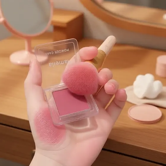 4 Paleta de Blushes Minerais em Veludo Fosco - Controle de Oleosidade, À Prova d'Água, com Espelho