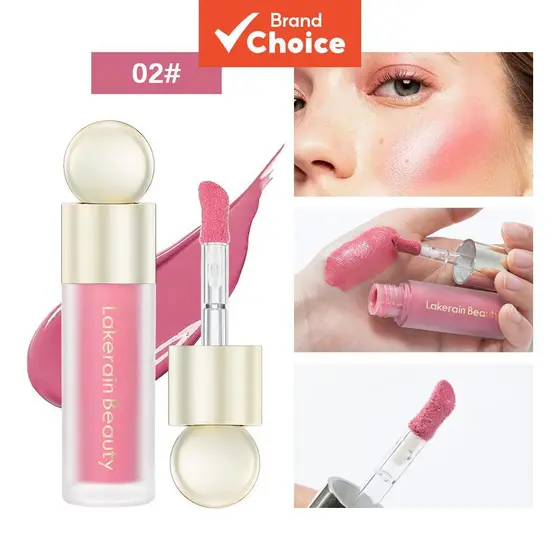Lakerain Blush em Creme Líquida Suave – Longa Duração, À Prova d’Água, Hidratante e Brilhante para Lábios e Bochechas