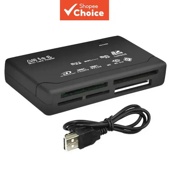 Mini Leitor de Cartão de Memória All-in-One, Leitor de Cartões USB 2.0 480Mbps, Compatível com TF MS M2 XD CF Micro SD