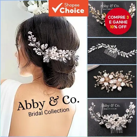 Abby & Co . Pente De Cabelo De Noiva Feito À Mão , Acessório De Casamento Elegante Para Dama De Honra