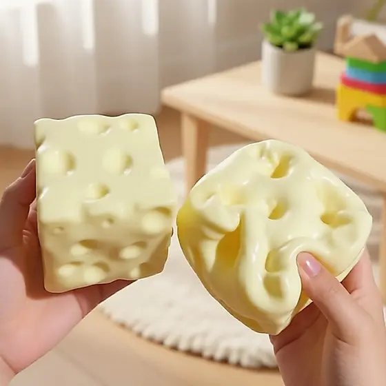 Brinquedos Squishy de Queijo de Rebote Lento para Alívio do Estresse Sensorial e Brincadeira Antecipada, Outono Infantil
