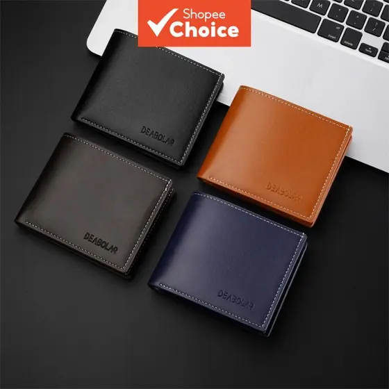 Carteira Masculina Leve Curta Duas Dobras Design Horizontal Porta-Moedas Casual Fino Clipe De Dinheiro Duplo