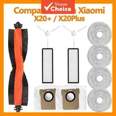 Kit de Peças de Reposição para Robô Aspirador Compatível com Xiaomi X20+ X20 Plus: escovas principais e laterais, filtro