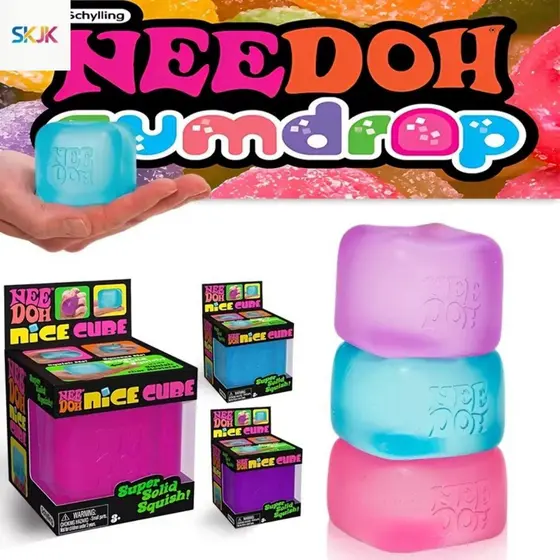 NeeDoh Nice Cube Schylling Maltose Ice Cube: brinquedo sensorial de apertar para alívio do estresse e compressão