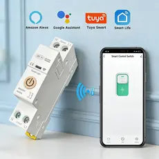 Disjuntor Inteligente Para Tuya Smart WiFi 63A 1P + N-APP Interruptor Temporizador De Controle Sem Fio Funciona Com Alex