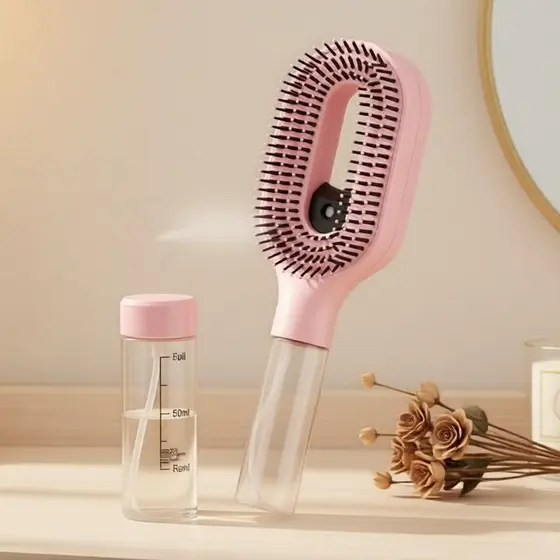 Pente 2 em 1 Rosa: Névoa para Cuidado do Cabelo - Hidratante & Esfoliante, Pulverizador de Spray Fino