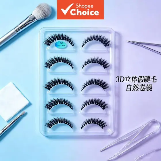 Cílios Postiços 3D H13 Cat Eye 5 Pares-Volume Natural , Fácil Uso Diário , Sem Crueldade E Reutilizáveis