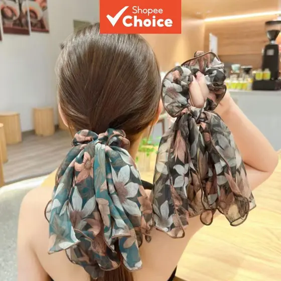 Feminino Cinco Pétalas Flor Rabo De Cavalo Gravata Fita Scrunchie Elástico Faixa De Cabelo Acessório