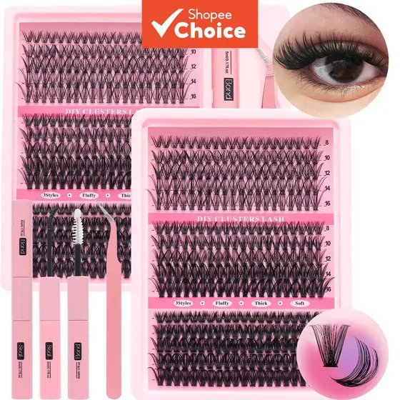 Conjuntos De Cílios Individuais Mega DIY , Cachos Finos D 8-16mm Mistos , Volume Natural Para Extensões