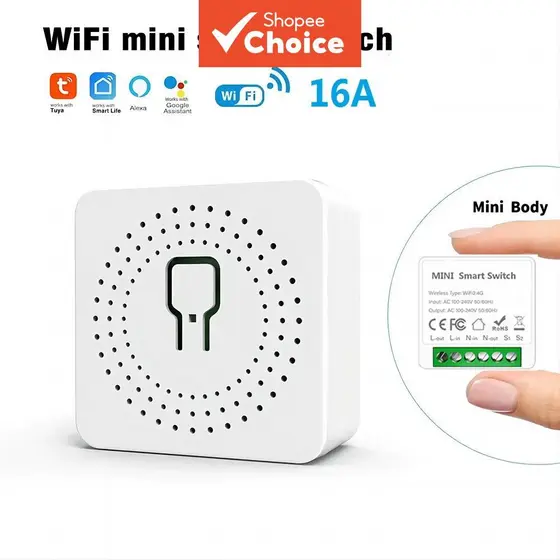 Interruptor Inteligente Wi-Fi , Mini 16A , Funciona Com Tuya Life APP , Controle De 2 Vias , Módulo De Automação Residen