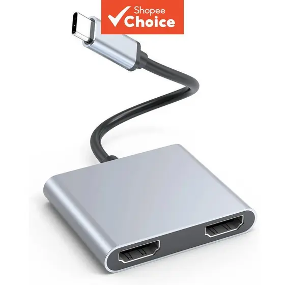 Adaptador De Exibição HDMI USB-C Para Duplo 4K Conversor Tipo Monitor Estendido PC