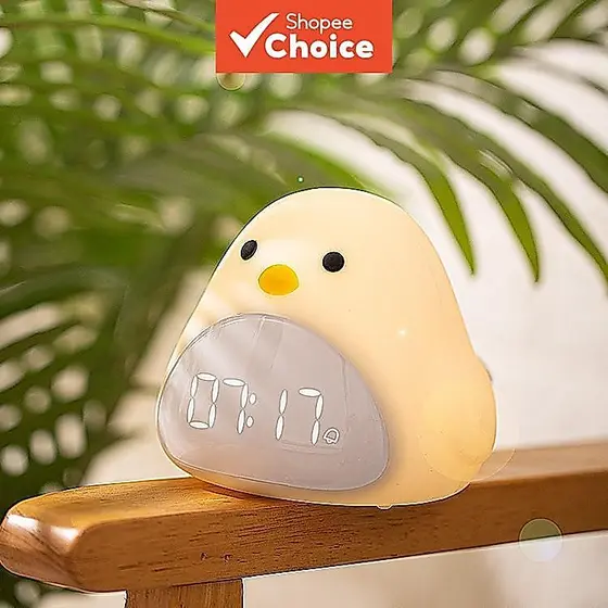 Relógio-Luz Noturna Time Bird: Despertador criativo portátil com display digital LED suave e claro, brilho ajustável,