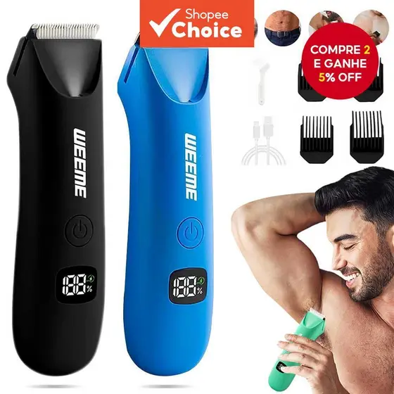 Aparador de pelos corporal masculino com display digital, multifuncional e elétrico para remoção de pelos, aparador
