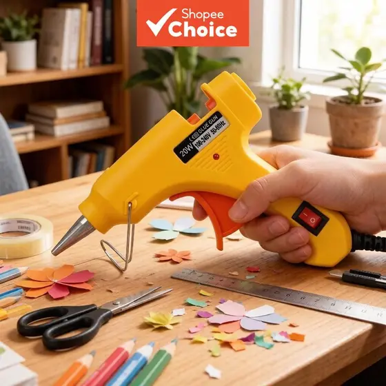Pistola Elétrica De Cola Quente 20W 7Mm Com Interruptor Liga/Desliga Para Reparo De Artesanato Diy Amarelo 1 Peça