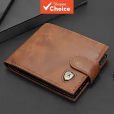  Nova carteira masculina curta multifuncional de moda - Carteira de botão prática e fácil de transportar