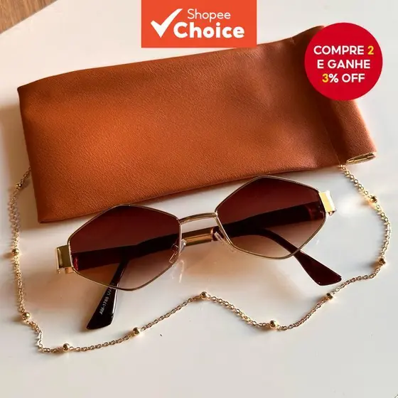 Óculos de sol retrô poligonais, estilo fashion, tendência metálica com corte diamante, unissex, proteção UV400