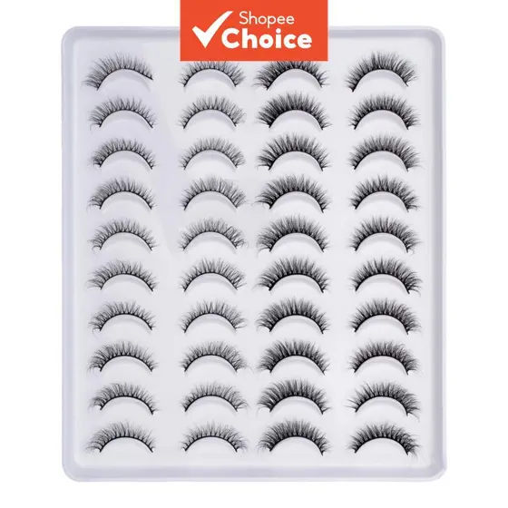 Pacote De 20 Pares De 2 Estilos De Extensões De Cílios Postiços Realistas Naturais