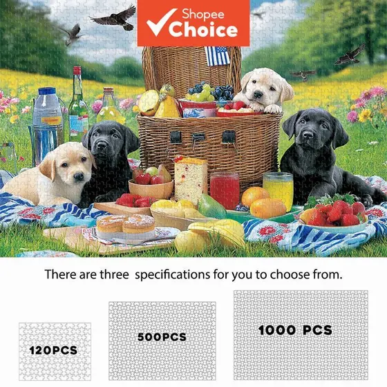Feliz Tema Piquenique 120-500-1000 Peças Quebra-Cabeça , Festa De Para Cães Em Grama Verde Alto Desafio