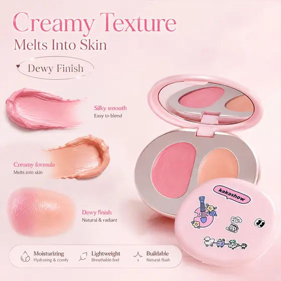 Kakashow Water Glossy Blush Cream – Expandindo A Tez Iluminadora E Encolhendo Natural Estilo Coreano