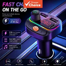Transmissores FM Bluetooth Leitor De MP3 Sem Fio TypeC