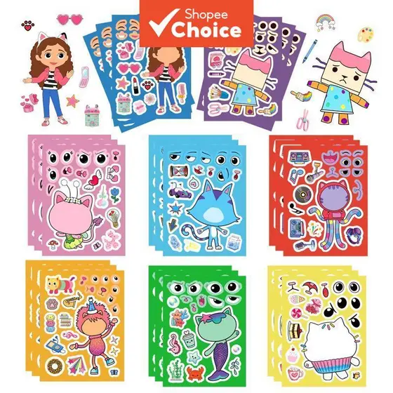 Gabi Dollhouse 8 Peças Adesivos Fofos De Desenho Animado Doodle-Adesivo Interativo De Anime Com Design De Quebra-Cabeça