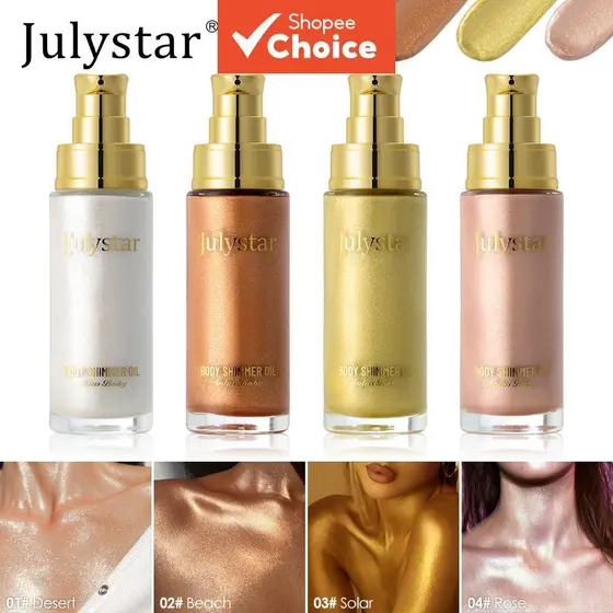 Julystar 30 ml Iluminador Líquido Corporal e Facial, Fórmula à Base de Loção para um Glow Natural e Molhado