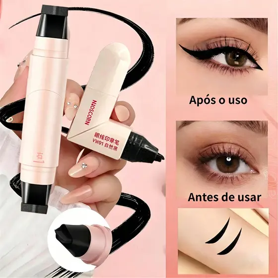 Delineador à Prova d'Água Carimbo e Molde de Asa, Resistente a Borrões, Maquiagem para os Olhos Líquida Preto/Marrom