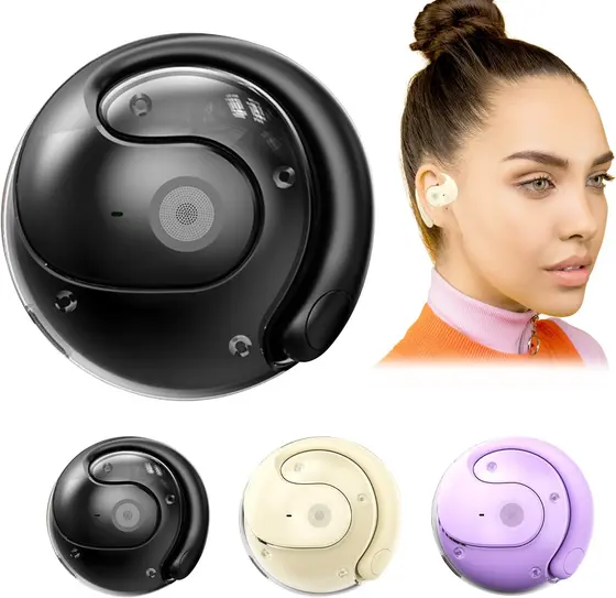 Fones De Ouvido Abertos Sem Fio Bluetooth 5.4 , Suspensos OWS Com Ganchos E Microfone , IPX5 À Prova D'água , Alcance De