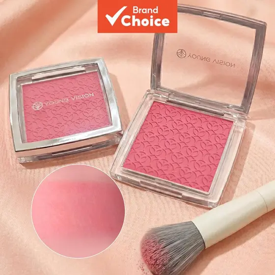 Conjunto de Blush em Pó Velvet Clay Matte, 2 peças com pincel de maquiagem, pigmentação intensa, longa duração, para