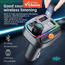 Transmissor FM Para Carro Bluetooth 5.0 Dual USB PD Carregador Rápido Viva-Voz MP3 Music Player