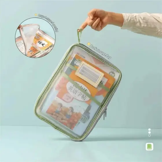 Pasta de Armazenamento Transparente de Papelaria, Pasta de Malha Grossa com Zíper, Pastas de Arquivo Tamanho A4,