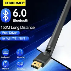 Adaptador USB Bluetooth 6.0 150M, Receptor/Transmissor de Áudio Bluetooth 5.4 com Antena 5dBi, Dongle para Notebook,