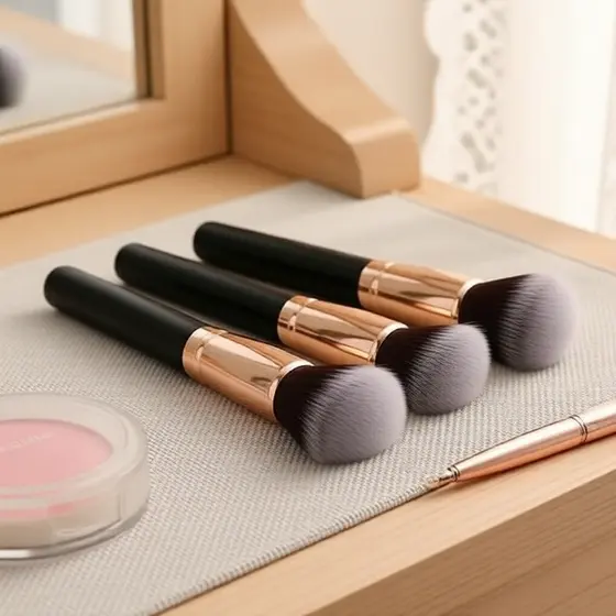 Conjunto Profissional de 4 Pincéis de Maquiagem: Base, Corretivo, Pó Solto e Ferramentas de Mistura de Blush