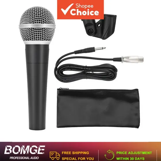 BMG-SM58 Microfone Dinâmico Profissional de Karaokê Microfone com Fio Metálico para Caixa de Som Externa e Festa