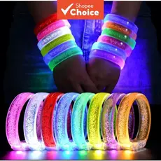 Pulseira de Acrílico Luminosa, Pulseira Piscante LED, Brinquedos de Barraca Noturna para Empurrar e Brilhar