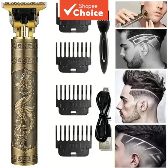 Máquina de Cortar Cabelo Elétrica Profissional, Cortador Sem Fio USB, Aparador Profissional de Barba, Kit de Cuidados e