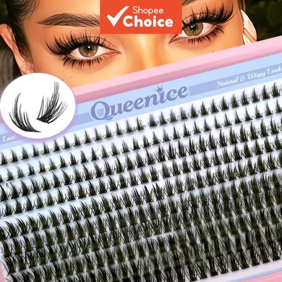 Cílios Individuais Wispy em Forma de Mangá, Clusters 8-16mm D-Curl Pontiagudos para Extensão de Olhos, Visual Natural