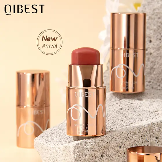  QiBest Bastão de Blush Brilho Mate Aveludado Cor Intensa
