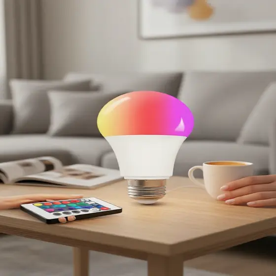 Lâmpada LED Inteligente RGBW 5.1W Dimerizável, Controle Remoto para Troca de Cores, Ideal para Decoração de Festa e