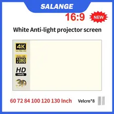 Tela de Projeção Salange Branca Anti-Luz Tela 16:9 para Casa 72 84 100 120 130 Polegadas Tecido Refletivo Portátil