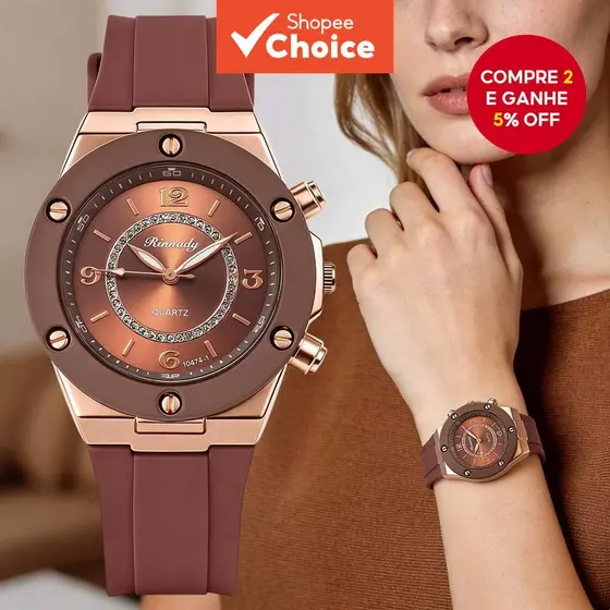 Relógio Feminino Elegante Com Mostrador De Diamantes E Pulseira De Silicone Vintage Para Mulheres
