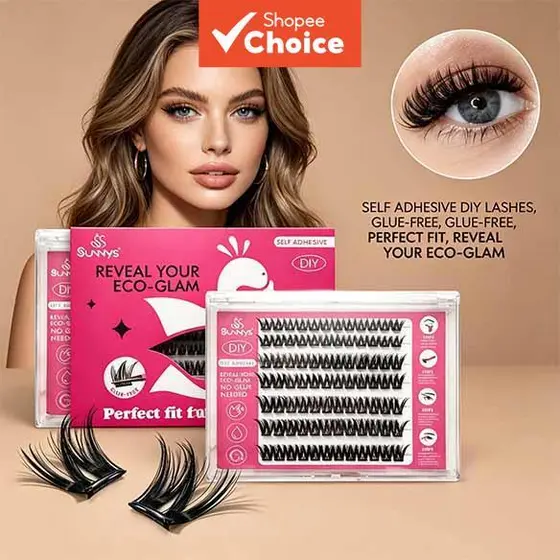 Cílios Postiços Autoadesivos SUNNYS, Estilo Natural 10-16mm | Aplicação em 30 Segundos | Kit Pinça Incluso | Não Precisa