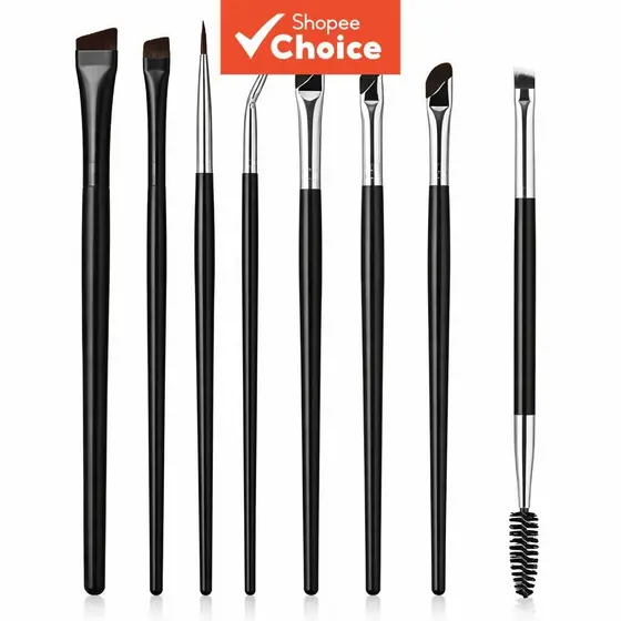 Oito pincéis finos para sobrancelha com ângulo preciso, adequados para uso com delineador, sombra e outros produtos de